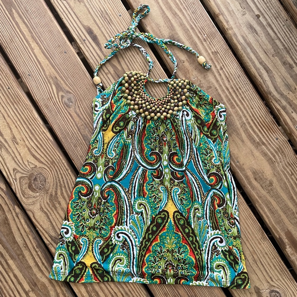 Small Heart Soul Print Halter Top Tank